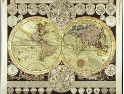 Картина обогреватель, фото старинной карты Планисфера 1700