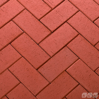 Клинкерная брусчатка тротуарная красная ЛСР "Лондон", 200х100х50 мм