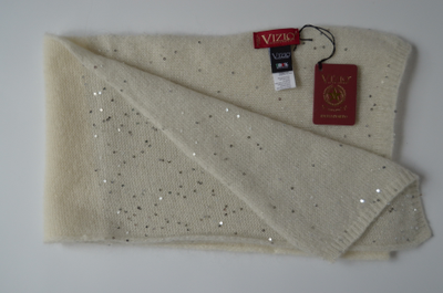 Итальянский вязаный белый шарф Визио