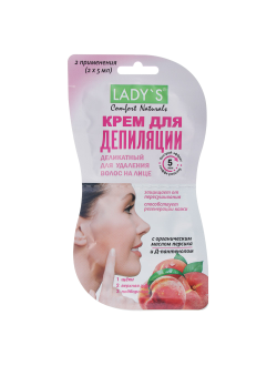 Крем для депиляции LADY S Comfort Naturals деликатный, для удаления волос на лице, 10 мл, 18 штук