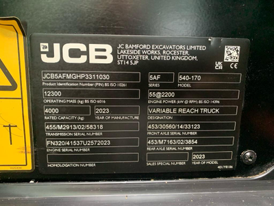 Телескопический погрузчик JCB 540-170, 2023