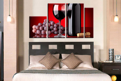 Модульная картина "Вино и виноград"