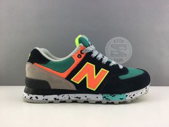 New balance 574 ЧЕРНЫЕ С ОРАНЖЕВЫМ и зеленым (37-40) Арт. 059М