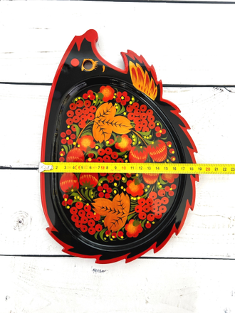 Тарелка Ежик 280*190 мм сухарница с росписью Хохлома