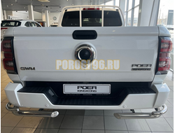 Защита заднего бампера  угловая двойная Папа Тюнинг d60/42 для Great Wall Poer KingKong 2023-