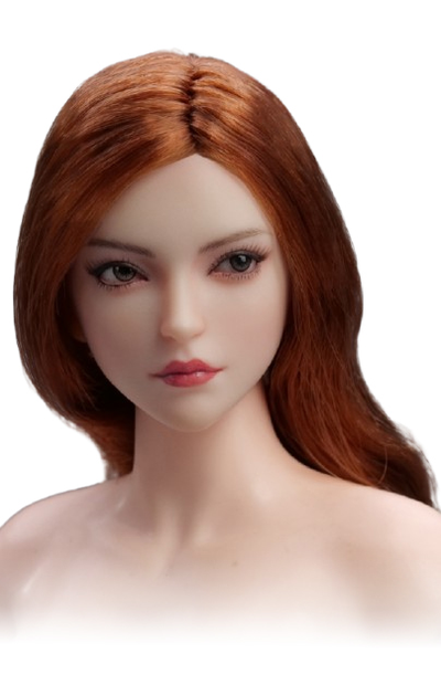 Женская голова (скульпт) с длинными рыжими волосами и подвижными глазами - 1/6 scale Asian Female Head Sculpt with Movable Eyes (YMT106C) - YMTOYS