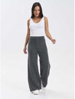 Брюки вязаные широкие на средней посадке эластичные