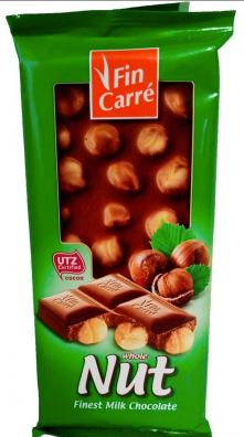 Fin Carre Nut Молочный шоколад с цельным лесным орехом 100 гр