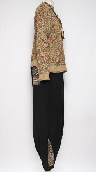 Брюки Бохо вельветовые "Гобелен" черные р.50-54