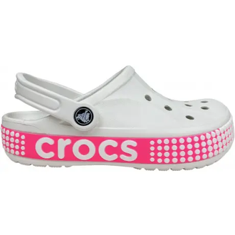 CROCS BAYABAND CLOG LOGO MOTION PINK СВЕТЛО-СЕРЫЕ