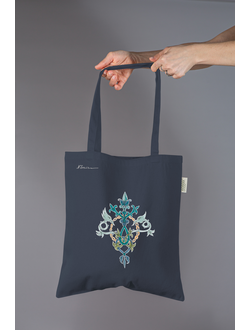 Сумка из темно-серая с рисунком, коллекция "Чертополох"