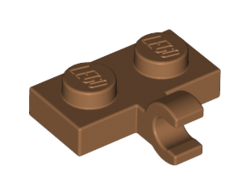 Plate, Modified 1 x 2 with Clip on Side Horizontal Grip, Medium Nougat (11476 / 6218361 / 6293458 / 6313132)
