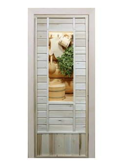 Дверь Наборная Эконом со стеклом «Веник» Липа Размер (с коробкой): 1,9м*70см