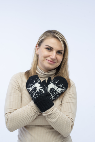 Варежки женские зимние теплые вязаные