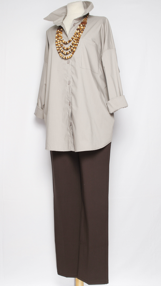 РУБАШКА "КЛАССИКА Карман" серо-бежевая р.50,52,54,56,58,60