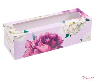 Коробка для макарун «Тебе с любовью», пионы, 5.5 × 18 × 5.5 см