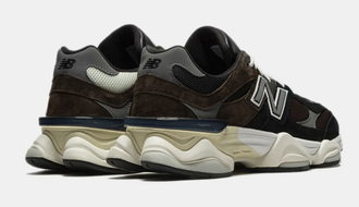 New Balance 9060 Brown Black (Экозамша) сзади