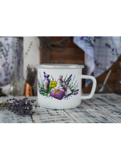 КРУЖКА ЭМАЛИРОВАННАЯ С ПЛАСТИК.КРЫШКОЙ СЕРИЯ "ЛАВАНДА" 1500 МЛ, 12*14 СМ