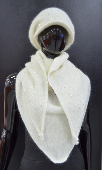 Белый шарф платок женский с пайетками Италия Vizio Tresor ST