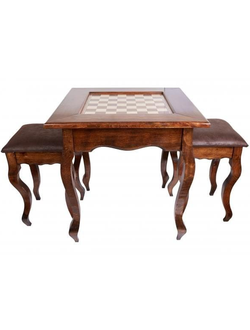 Стол ломберный шахматный "Классический" и 2 табурета от мастера Григория Устяна