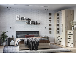 Композиция спальни NATURE (НАТУРА) Гаскон Пайн-Черный