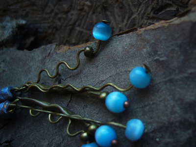 Бохо-серьги с кошачьим глазом "Небесные ручейки"