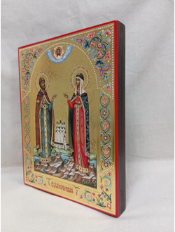 Петр и Феврония Муромские, Святые Чудотворцы. Рукописная икона. 22х28см.