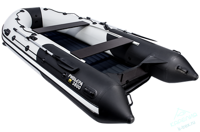 Лодка ПВХ Мастер Лодок Ривьера Килевое надувное дно 3800 "Комби" Св.Серый / Чёрный