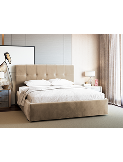 Кровать двуспальная, MyCloud Аннета с подъемным механизмом, бельевым ящиком, мягкое изголовье, квадратная стяжка