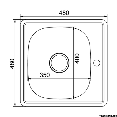 Мойка врезная Mixline 38х38 48*48 толщина 0,6 мм глубина 150мм