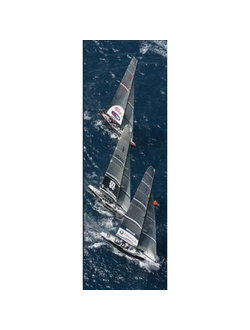 Постер Флот у знака 32-ой Кубок Америки "Fleet to the mark - 32nd America's Cup" Жилля Мартена-Раже Art Boat/OE 339.03.419NС 33x95см в черной рамке