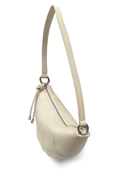 (АРТИКУЛ: 9911/1) СУМКА ЖЕНСКАЯ "КРУАССАН", НЕБОЛЬШАЯ, НАТУРАЛЬНАЯ КОЖА, БЕЖЕВО-СЕРАЯ "СЛОНОВАЯ КОСТЬ", С ДВУМЯ ПЛЕЧЕВЫМИ РЕМНЯМИ