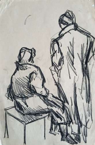 "Женский портрет" бумага карандаш Мымрин В.М. 1960-е годы