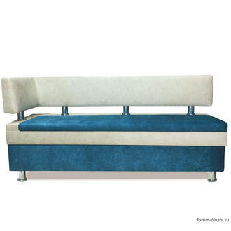 Кухонный ДИВАН "ФОРУМ-4" с боковой спинкой, Синий/Слоновая кость Левый