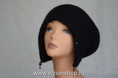 Черная итальянская шапка ушанка Vizio зима 2020 фото