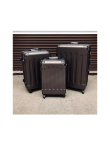 Комплект из 3х чемоданов ABS с накладками S,M,L темно-коричневый