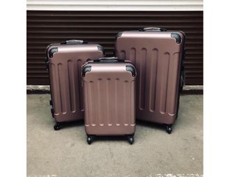 Комплект из 3х чемоданов ABS с накладками S,M,L светло-коричневый