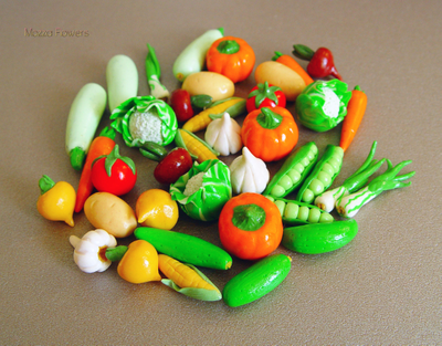 Овощи из полимерной глины.