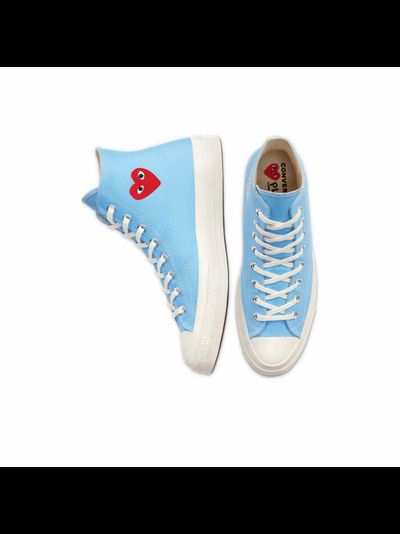 Converse Comme des Garcons Blue голубые высокие с сердечком