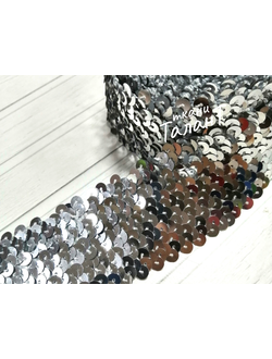 Резинка "Пайетки", цв. Серебро, шир. 5 см.