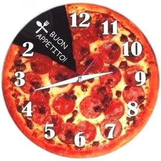 Часы с обратным ходом настенные Пицца стеклянные