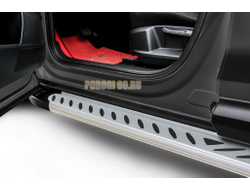 Пороги алюминиевые "Elite Silver" 2000 серебристые Slitkoff для Volkswagen TERAMONT (2018-2025)