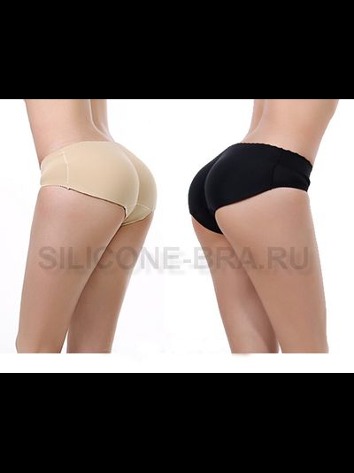 Комплект из двух бесшовных трусов пуш-ап (черный+телесный)