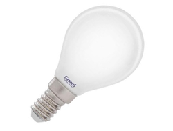 Лампа светодиодная General Шар P45 E14 8W(630lm) 4500K 4K 45x78 филамент (нитевидная), матовая 649999