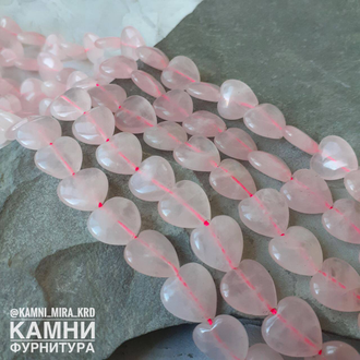 Розовый кварц сердечки 9,5х10,1-10,4 мм, цена за нить 19 см
