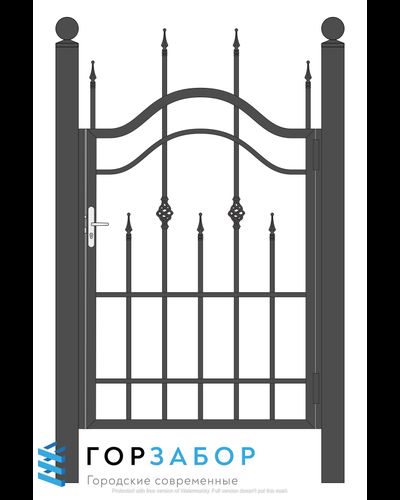 Калитка сварная с элементами ковки KSZ15-36 с бетонированием столбов для дачи