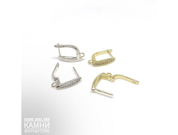 Швензы с кристаллами "Лодочки" ЛЮКС 16х4 мм, покрытие в ассортименте, цена за пару