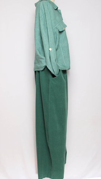 Брюки Бохо вельветовые "Султанки" джинс, малахит р.52-58