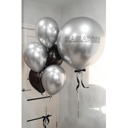 Набор шаров С надписью "БОЛЬШОЙ шар. Серебро"