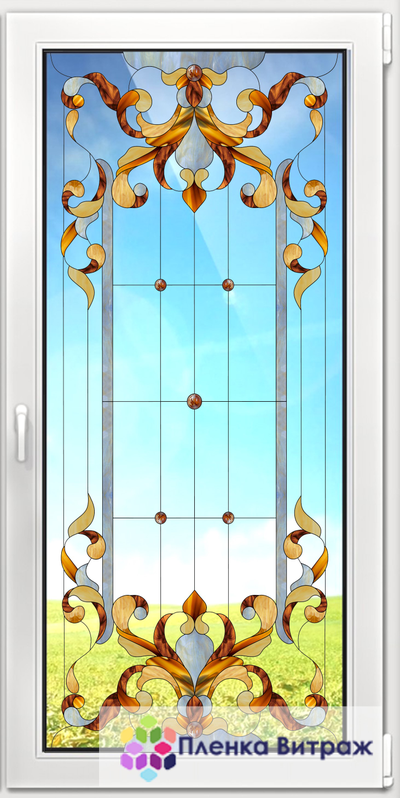 Витражная пленка, витражная пленка самоклеющаяся, пленочный витраж с классическим рисунком